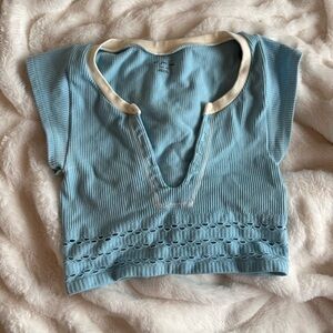 Urban Outfitters Blue and Cream Knit Top
